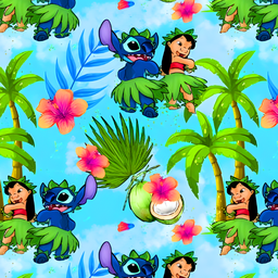 [DST1006] BRUSH ESTAMPADO STITCH Y LILO BAILANDO