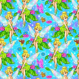 [DTI1001] BRUSH ESTAMPADO TINKERBELL FONDO TURQUESA