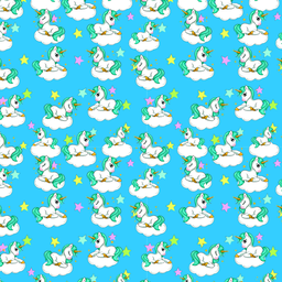 [DUN1000] BRUSH ESTAMPADO UNICORNIOS FONDO AZUL