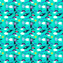 [DVA1001] BRUSH ESTAMPADO VAMPIRINA FONDO VERDE AGUA