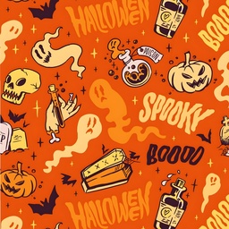 [HFA1000] BRUSH ESTAMPADO FANTASMA NARANJA