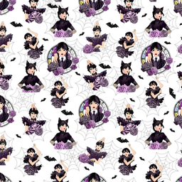 [HME1002] BRUSH ESTAMPADO MERLINA FONDO TELARAÑAS