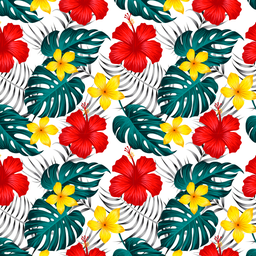 [FLO1011] BRUSH ESTAMPADO FLORES ROJAS & AMARILLAS FONDO BLANCO