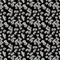 [FLO1022] BRUSH ESTAMPADO FLORES DE MANZANILLA FONDO NEGRO