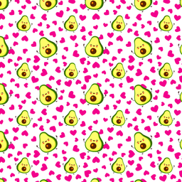 [FLO1028] BRUSH ESTAMPADO AGUACATE & CORAZONES FONDO BLANCO