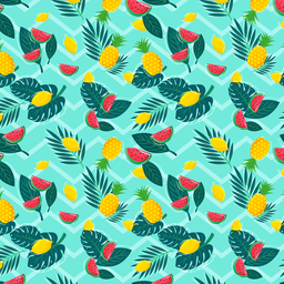 [FLO1031] BRUSH ESTAMPADO SANDIAS & PIÑAS FONDO VERDE