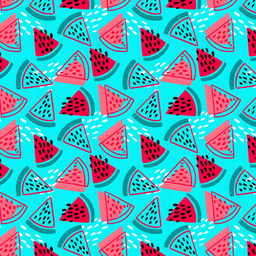 [FLO1033] BRUSH ESTAMPADO SANDIA FONDO TURQUESA