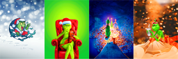 [NGR1007] BRUSH ESTAMPADO FRENTES NAVIDEÑOS GRINCH X4