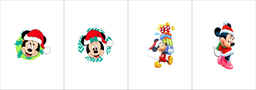 [NMK1015] BRUSH ESTAMPADO FRENTES MICKEY NAVIDEÑO FONDO BLANCO X4