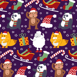 [NAN1001] BRUSH ESTAMPADO NAVIDAD ANIMALES NAVIDEÑOS