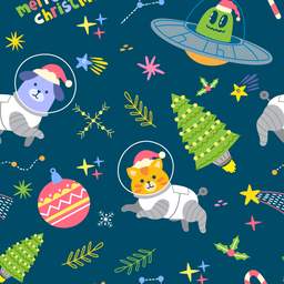 [NAN1003] BRUSH ESTAMPADO NAVIDAD GATOS ESPACIALES NAVIDAD