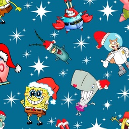 [NBO1000] BRUSH ESTAMPADO NAVIDEÑO BOB ESPONJA FONDO PETROLEO