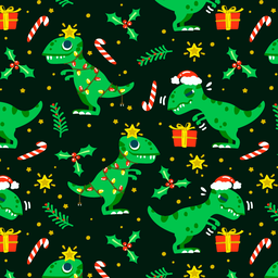 [NDI1001] BRUSH ESTAMPADO NAVIDEÑO DINOSAURIOS FONDO NEGRO