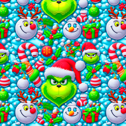 [NGR1001] BRUSH ESTAMPADO GRINCH FONDO CELESTE