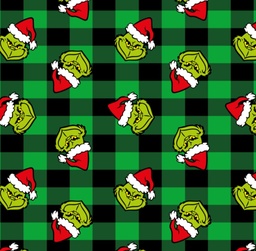 [NGR1006] BRUSH ESTAMPADO CARAS DE GRINCH FONDO CUADROS VERDES Y NEGROS