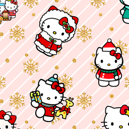[NHE1001] BRUSH ESTAMPADO NAVIDEÑO HELLO KITTY FONDO ROSADO