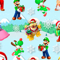 [NMB1000] BRUSH ESTAMPADO NAVIDEÑO MARIO BROS FONDO PAISAJE NEVADO