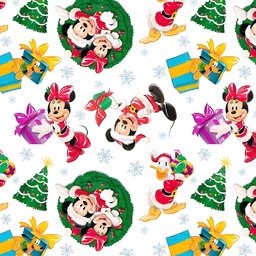 [NMK1012] BRUSH ESTAMPADO NAVIDEÑO MICKEY & MINNIE MOUSE FONDO BLANCO