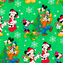 [NMK1014] BRUSH ESTAMPADO MICKEY Y SUS AMIGOS NAVIDAD FONDO VERDE