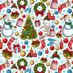 [NMN1004] BRUSH ESTAMPADO NAVIDEÑO ELEMENTOS NAVIDEÑOS FONDO BLANCO