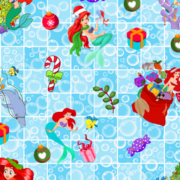 [NPR1001] BRUSH ESTAMPADO NAVIDEÑO DISNEY LA SIRENITA FONDO CUADROS