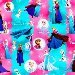 [NPR1006] BRUSH ESTAMPADO FROZEN FONDO RAYAS ROSADO Y TURQUESA