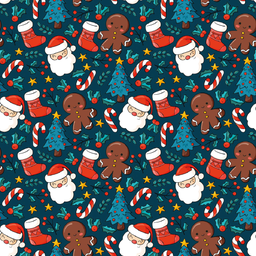 [NST1000] BRUSH ESTAMPADO NAVIDEÑOS SANTAS & GALLETAS DE JENGIBRES FONDO VERDE