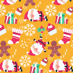 [NST1002] BRUSH ESTAMPADO NAVIDEÑO SANTA FONDO AMARILLO