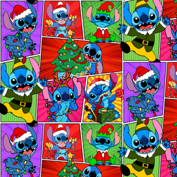 [NTT1000] BRUSH ESTAMPADO NAVIDEÑO STITCH FONDO CUADRO COLORES