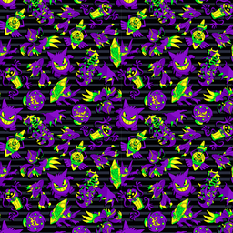 [VAP1008] BRUSH ESTAMPADO POKEMON TIPO FANTASMAS FONDO RAYAS