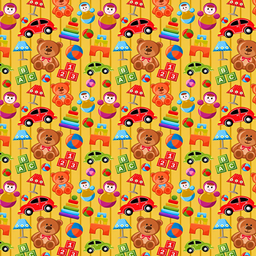 [VBB1003] BRUSH ESTAMPADO JUGUETES INFANTILES FONDO NARANJA