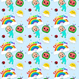 [VCC1000] BRUSH ESTAMPADO COCOMELON CON ARCOIRIS FONDO CELESTE