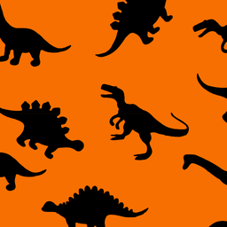 [VDS1002] BRUSH ESTAMPADO DINOSAURIOS NEGRO Y NARANJA