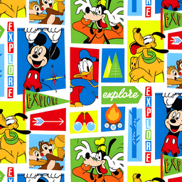 [VMK1005] BRUSH ESTAMPADO MICKEY Y SUS AMIGOS CUADROS DE COLORES