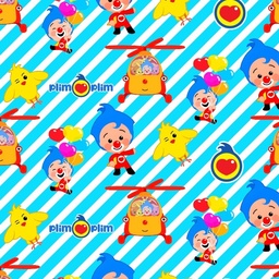 [VPM1000] BRUSH ESTAMPADO PLIM PLIM FONDO DE RAYAS CELESTES