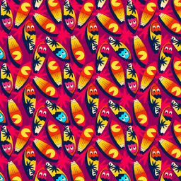 [VPN1001] BRUSH ESTAMPADO PACMAN & TABLAS DE SURF FONDO FUCSIA