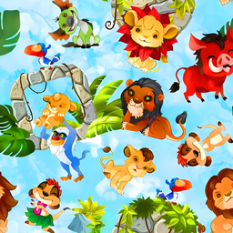 [VRY1002] BRUSH ESTAMPADO REY LEON BB FONDO CELESTE