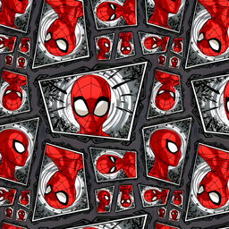[VSP1012] BRUSH ESTAMPADO SPIDER-MAN FONDO GRIS CON CUADROS