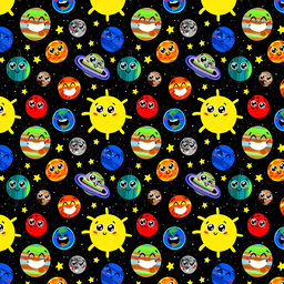 [VSS1000] BRUSH ESTAMPADO PLANETAS FELICES FONDO NEGRO