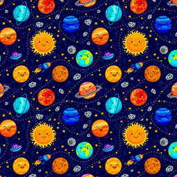 [VSS1001] BRUSH ESTAMPADO SISTEMA SOLAR FONDO AZUL