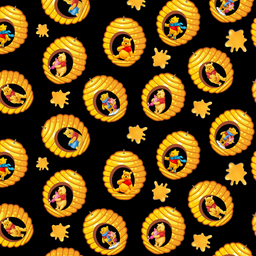 [VWP1000] BRUSH ESTAMPADO WINNIE THE POOH PANALES FONDO NEGRO