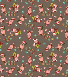 [NCD1000] BRUSH ESTAMPADO CERDITO NAVIDEÑO