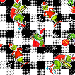 [NGR1013] BRUSH ESTAMPADO GRINCH CUADROS BLANCO CON NEGRO