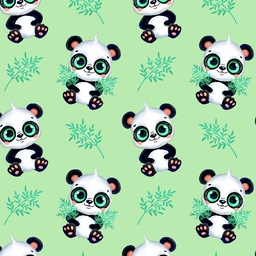 [APA1001] BRUSH ESTAMPADO PANDA FONDO VERDE MENTA