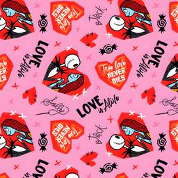 [DJS1000] BRUSH ESTAMPADO JACK & SALI CORAZONES FONDO ROSADO