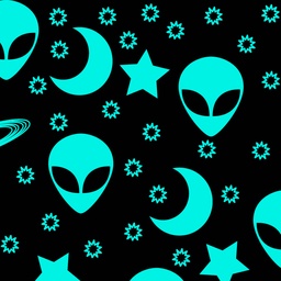 [HAL1000] BRUSH ESTAMPADO ALIEN NEON FONDO NEGRO