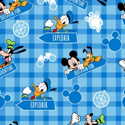 [VMK1011] BRUSH ESTAMPADO MICKEY MOUSE & COMPAÑÍA FONDO CUADROS AZULES
