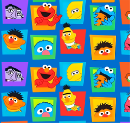 [VMO1002] BRUSH ESTAMPADO PLAZA SESAMO CUADROS FONDO FONDO AZUL