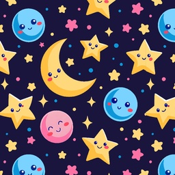 [VSS1002] BRUSH ESTAMPADO LUNAS & ESTRELLAS INFANTILES