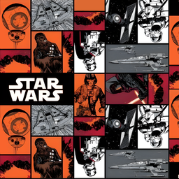 [VWS1004] BRUSH ESTAMPADO STAR WARS FONDO CUADROS NARANJA & GRIS